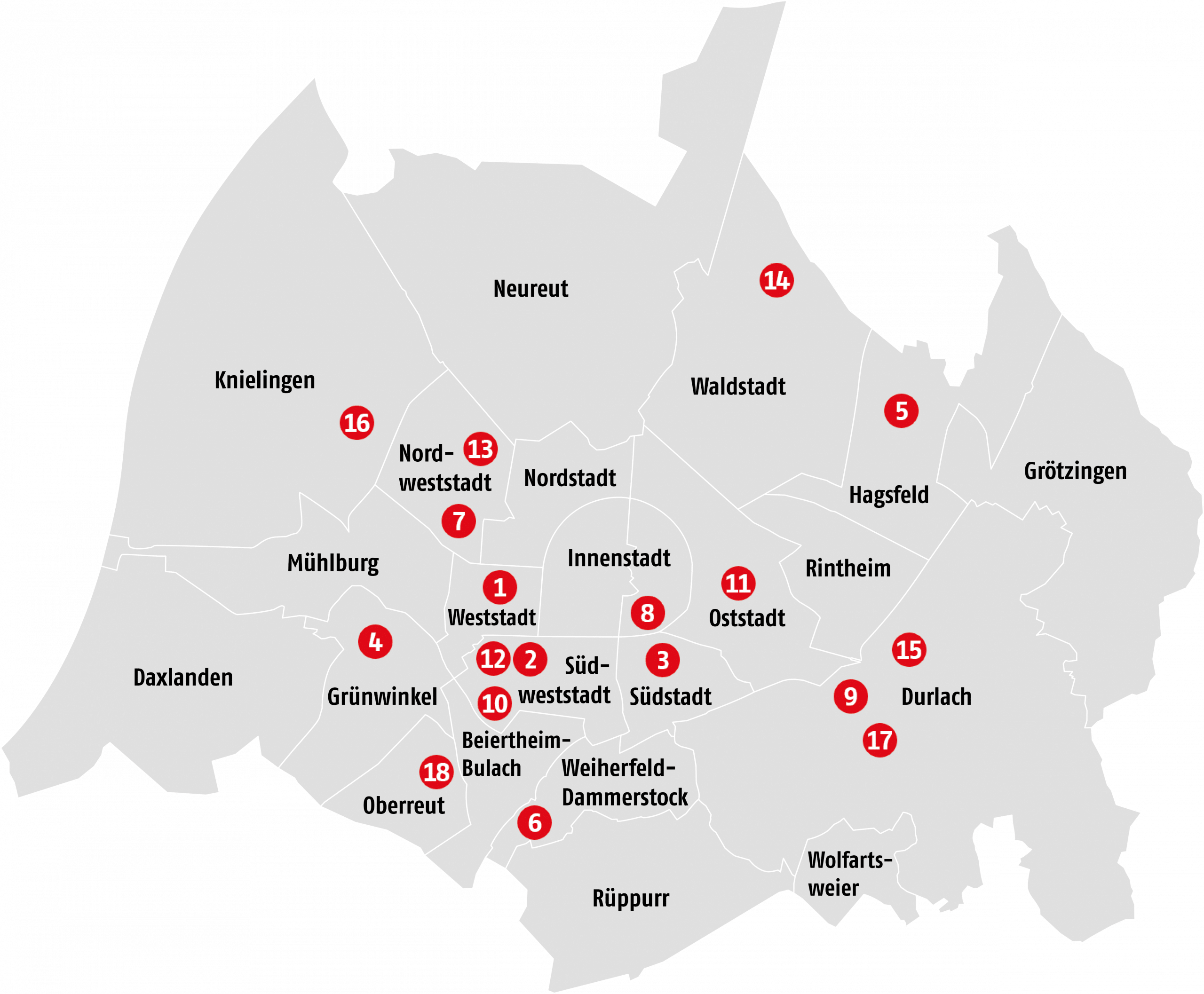 Stadtplan mit AWO Kitas